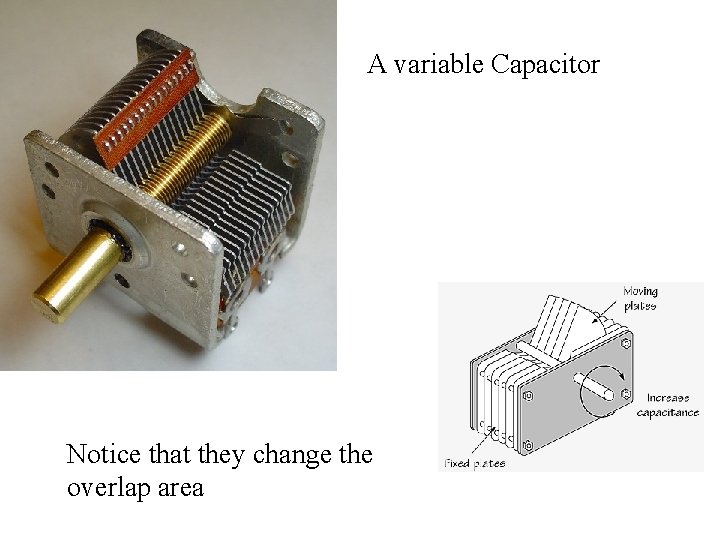 A variable Capacitor Notice that they change the overlap area 
