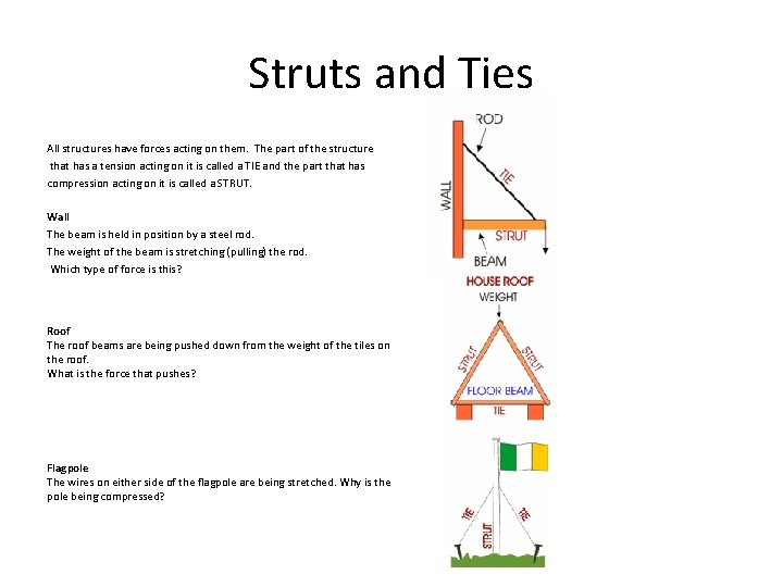 Struts and Ties All structures have forces acting on them. The part of the
