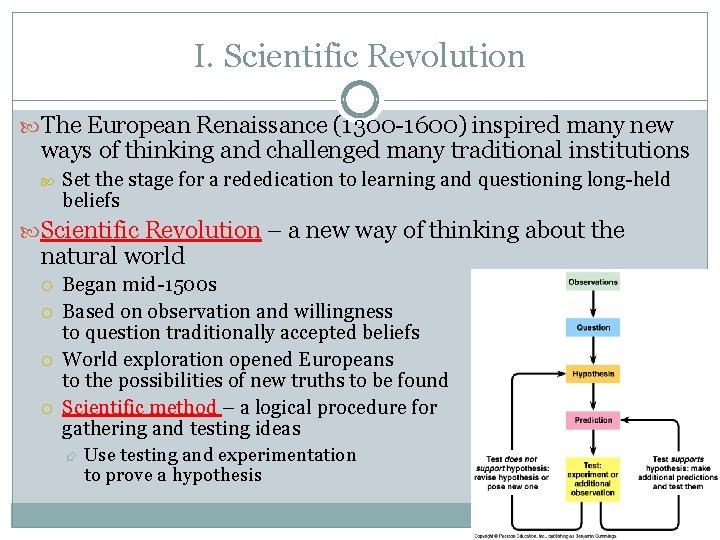 I. Scientific Revolution The European Renaissance (1300 -1600) inspired many new ways of thinking
