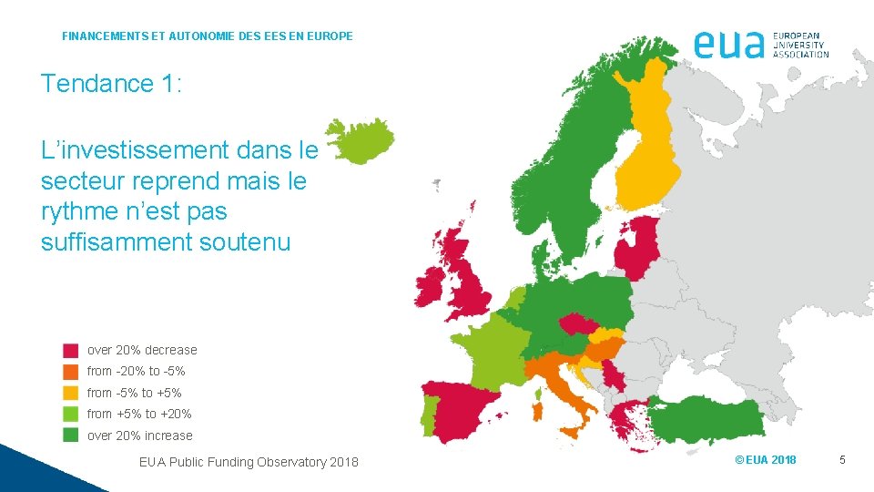 FINANCEMENTS ET AUTONOMIE DES EN EUROPE Tendance 1: L’investissement dans le secteur reprend mais