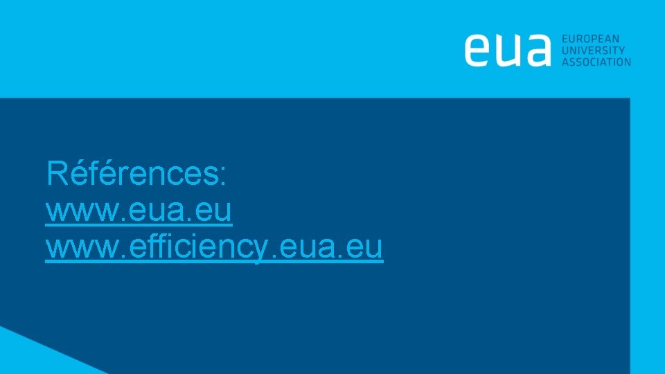 Références: www. eua. eu www. efficiency. eua. eu 