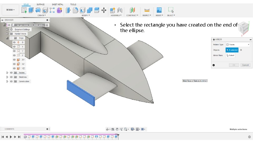  • Select the rectangle you have created on the end of the ellipse.