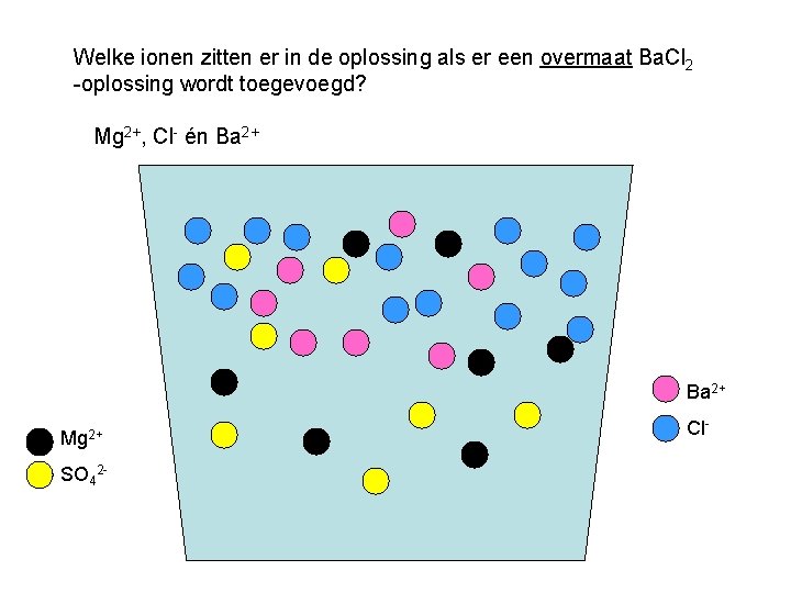 Welke ionen zitten er in de oplossing als er een overmaat Ba. Cl 2