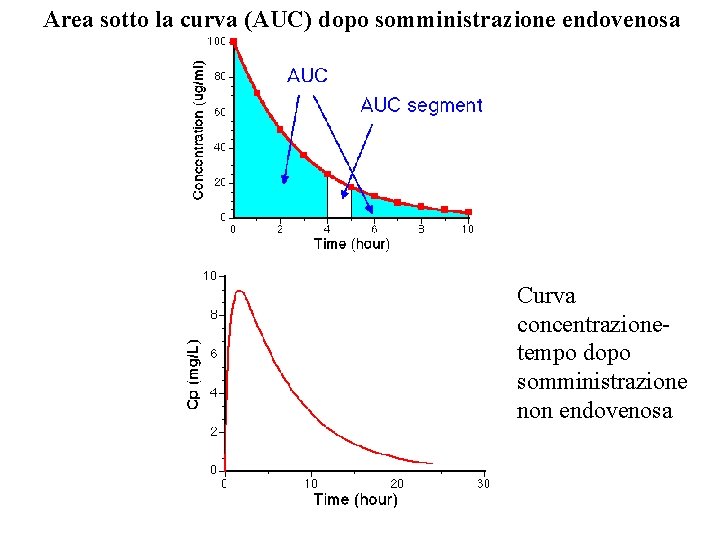 Area sotto la curva (AUC) dopo somministrazione endovenosa Curva concentrazionetempo dopo somministrazione non endovenosa