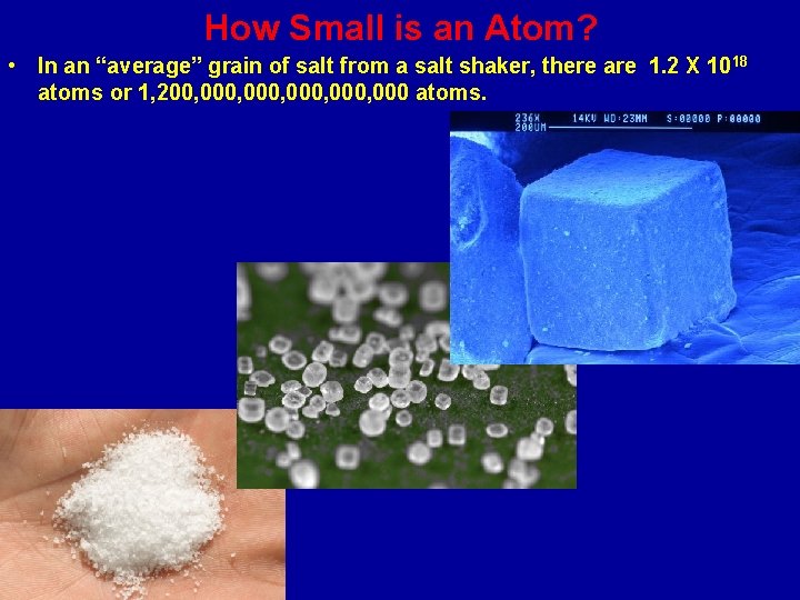 How Small is an Atom? • In an “average” grain of salt from a