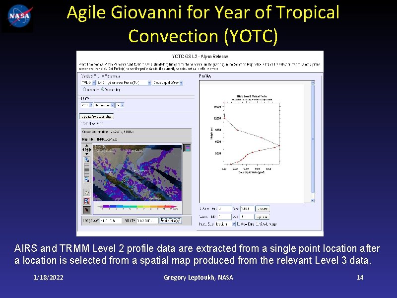 Agile Giovanni for Year of Tropical Convection (YOTC) AIRS and TRMM Level 2 profile