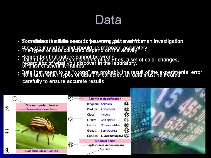 Data • Sometimes Your data are thealldata the seem records to you be wrong,