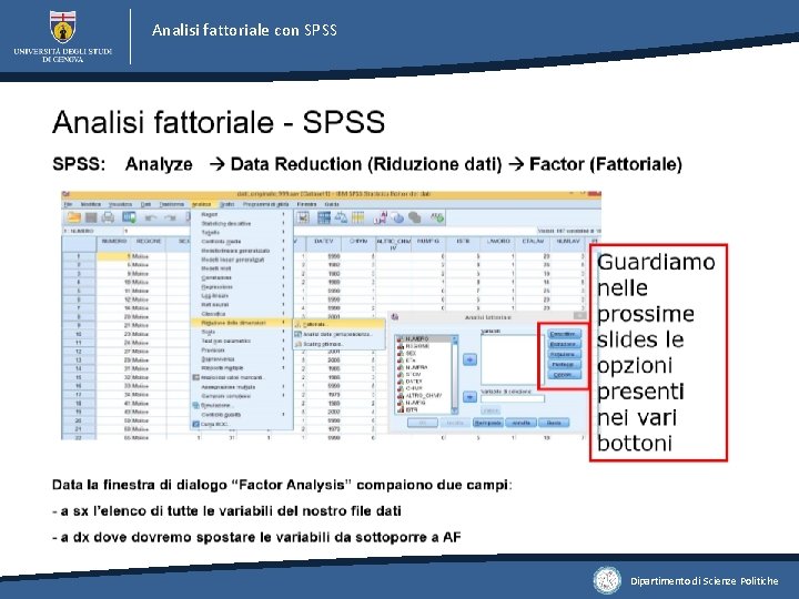 Analisi fattoriale con SPSS Dipartimento di Scienze Politiche 