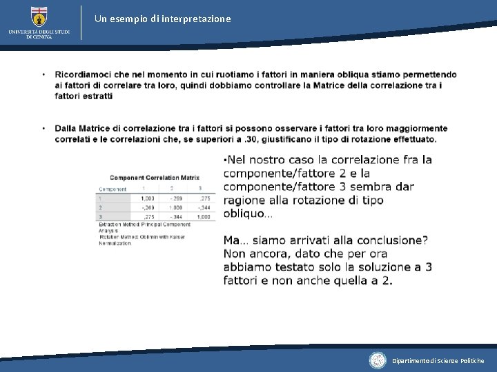 Un esempio di interpretazione Dipartimento di Scienze Politiche 