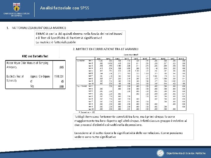 Analisi fattoriale con SPSS Dipartimento di Scienze Politiche Analisi fattoriale con SPSS Dipartimento di Scienze Politiche