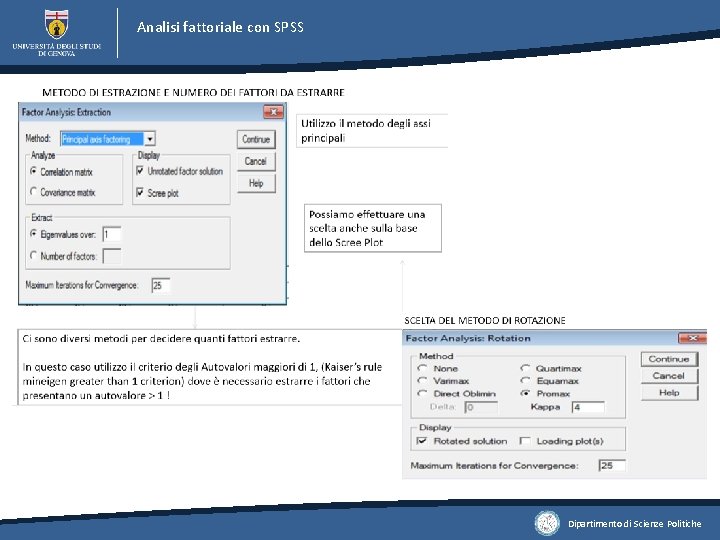 Analisi fattoriale con SPSS Dipartimento di Scienze Politiche Analisi fattoriale con SPSS Dipartimento di Scienze Politiche