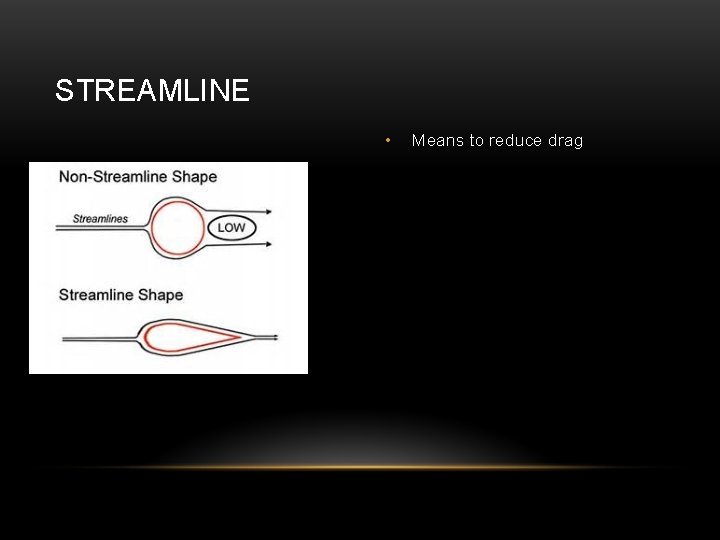 STREAMLINE • Means to reduce drag 