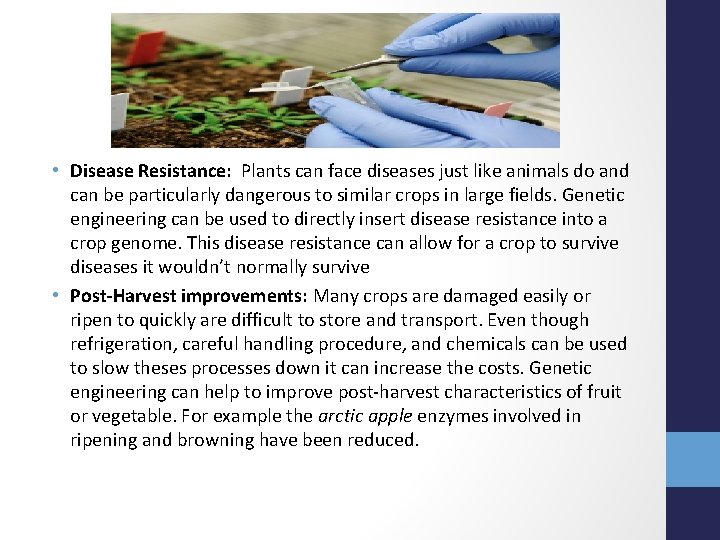  • Disease Resistance: Plants can face diseases just like animals do and can