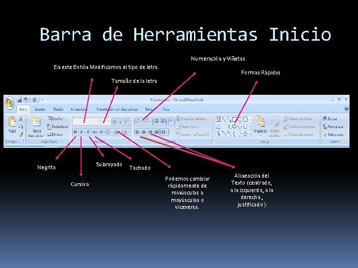 Barra de Herramientas Inicio Numeración y Viñetas. En este Botón Modificamos el tipo de