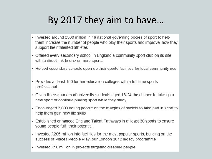 By 2017 they aim to have… 