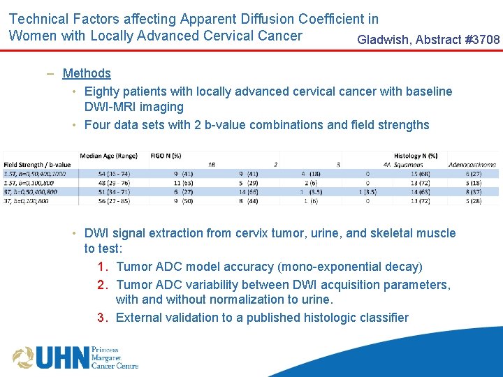 Technical Factors affecting Apparent Diffusion Coefficient in Women with Locally Advanced Cervical Cancer Gladwish,