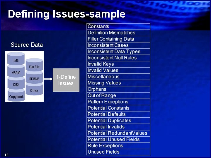 Defining Issues-sample Source Data 1 -Define Issues 12 