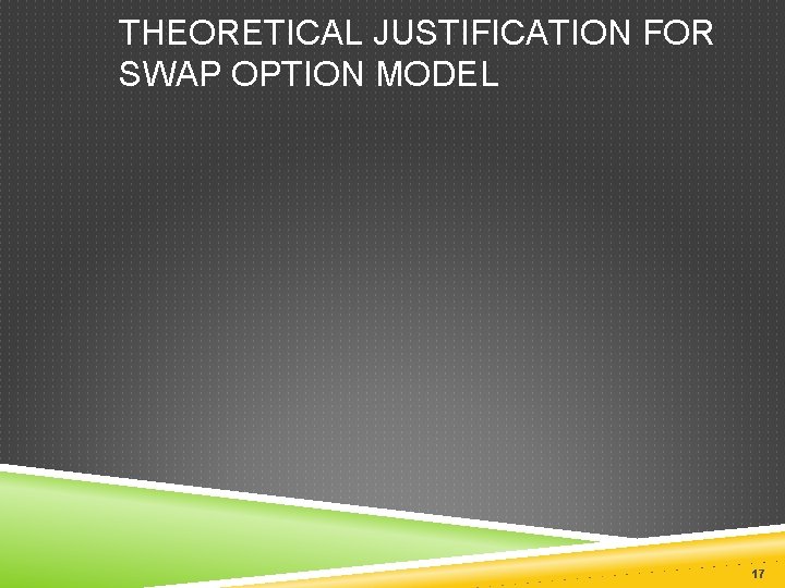 THEORETICAL JUSTIFICATION FOR SWAP OPTION MODEL 17 