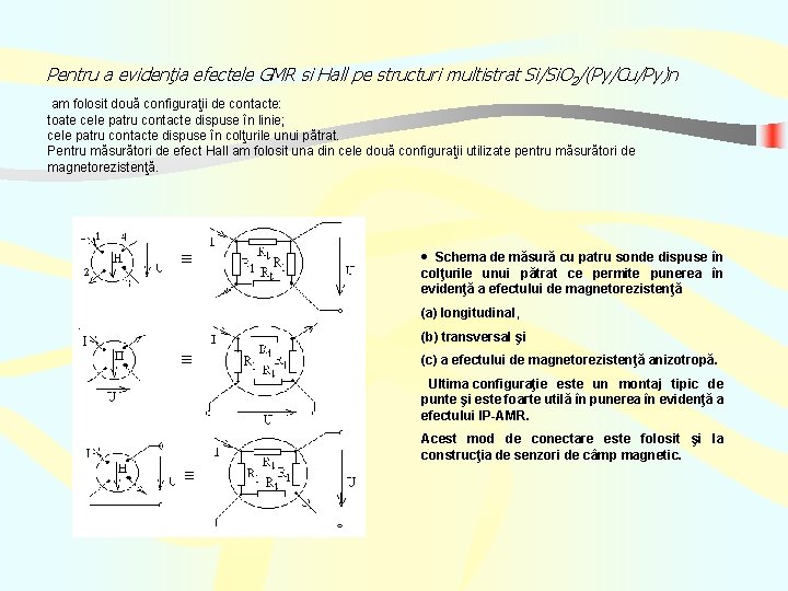 Pentru a evidenţia efectele GMR si Hall pe structuri multistrat Si/Si. O 2/(Py/Cu/Py)n am