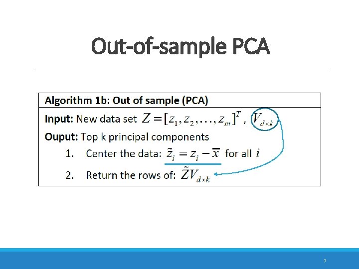 Out-of-sample PCA 7 