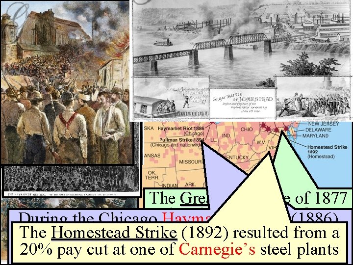 The U. S. experienced an “era of strikes” from 1870 -1890 The Great RR