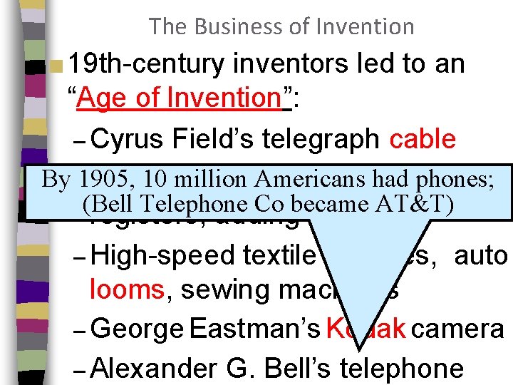 The Business of Invention ■ 19 th-century inventors led to an “Age of Invention”: