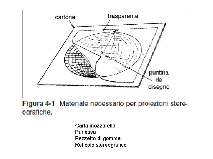 Carta mozzarella Punessa Pezzetto di gomma Reticolo stereografico 