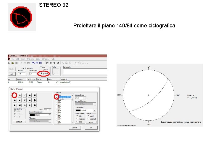 STEREO 32 Proiettare il piano 140/64 come ciclografica 