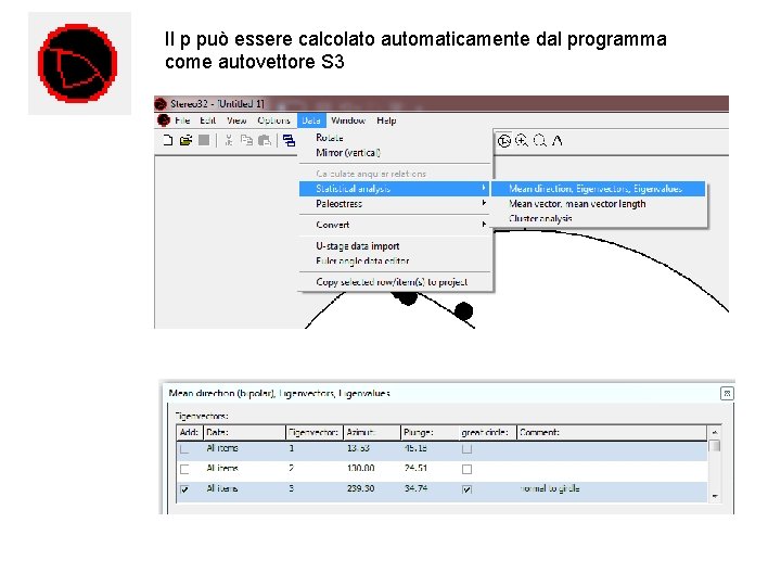Il p può essere calcolato automaticamente dal programma come autovettore S 3 
