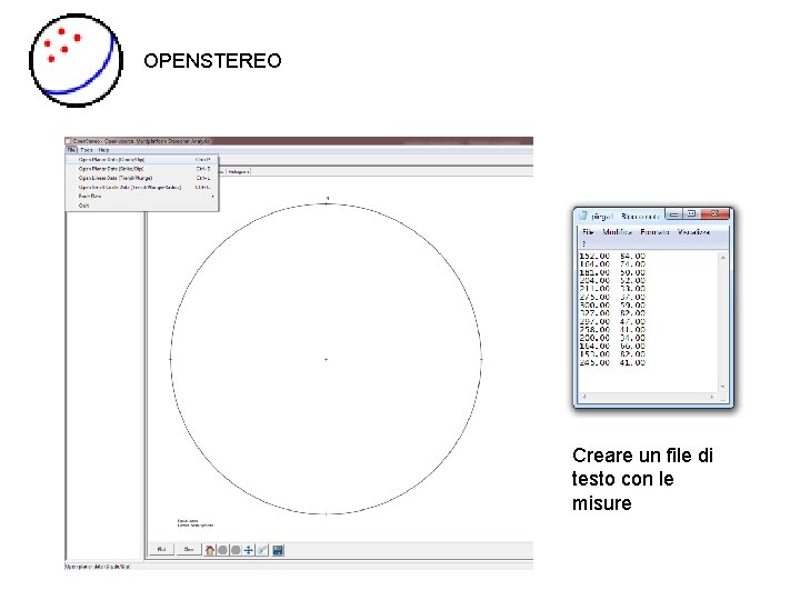 OPENSTEREO Creare un file di testo con le misure 