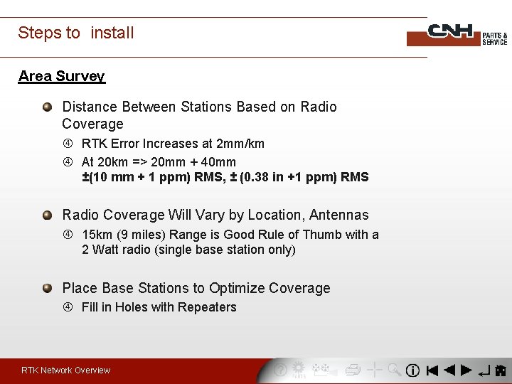 Steps to install Area Survey Distance Between Stations Based on Radio Coverage RTK Error