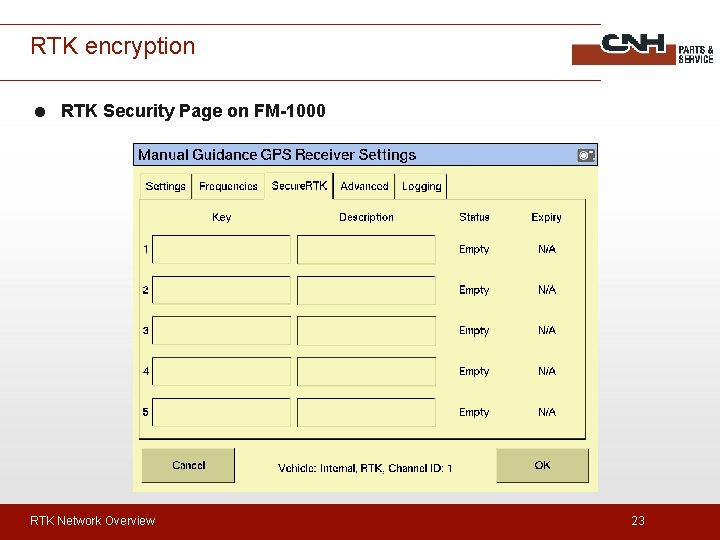 RTK encryption = RTK Security Page on FM-1000 RTK Network Overview 23 
