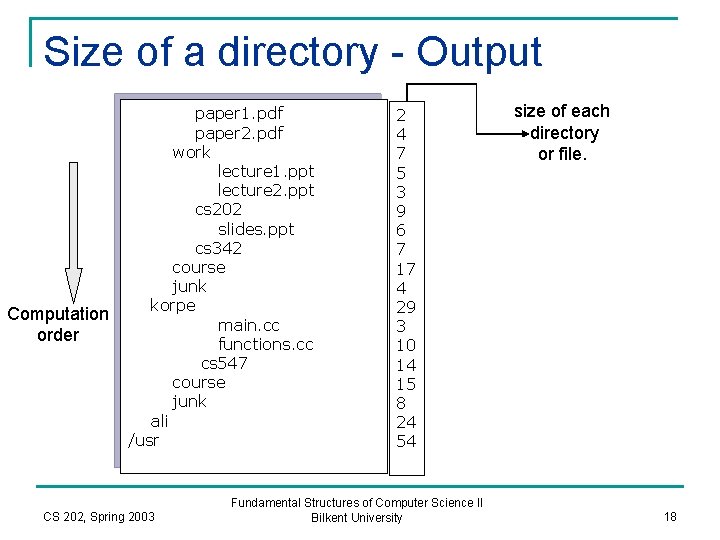 Size of a directory - Output Computation order paper 1. pdf paper 2. pdf