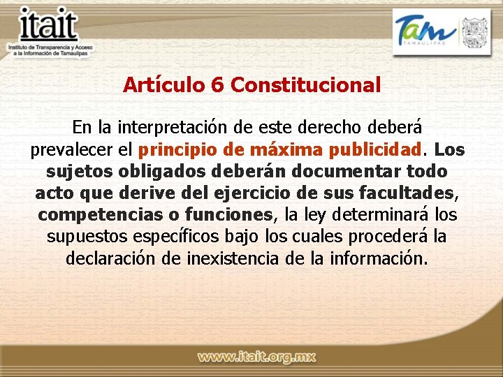 Artículo 6 Constitucional En la interpretación de este derecho deberá prevalecer el principio de