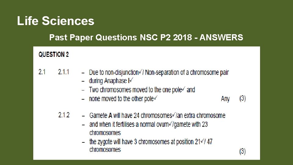 Life Sciences Past Paper Questions NSC P 2 2018 - ANSWERS 