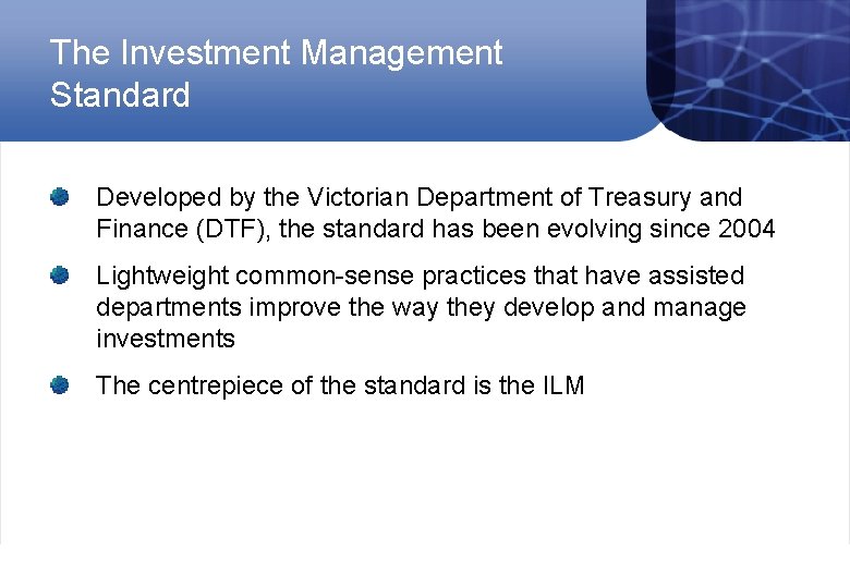 The Investment Management Standard Developed by the Victorian Department of Treasury and Finance (DTF),