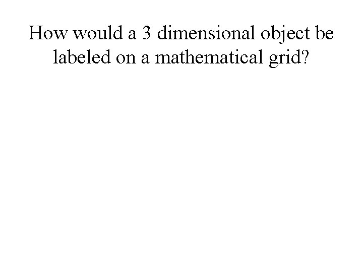 How would a 3 dimensional object be labeled on a mathematical grid? 