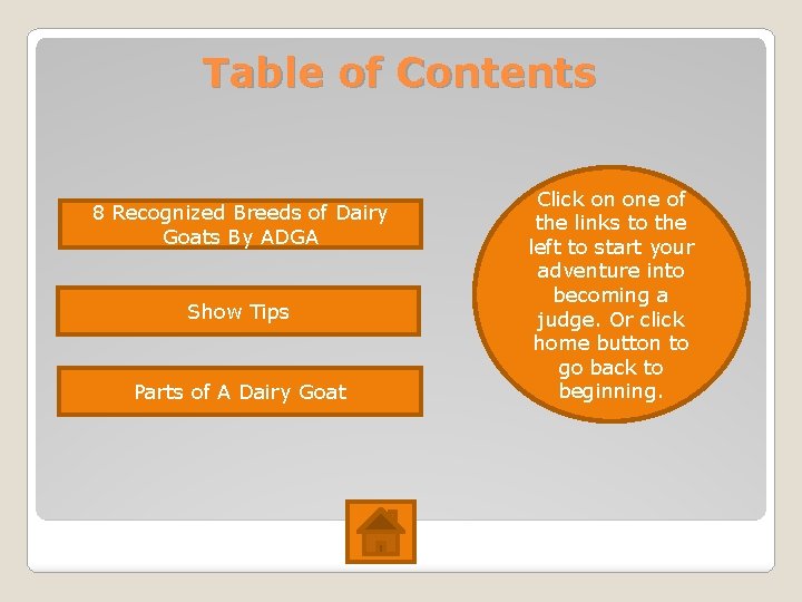 Table of Contents 8 Recognized Breeds of Dairy Goats By ADGA Show Tips Parts Table of Contents 8 Recognized Breeds of Dairy Goats By ADGA Show Tips Parts