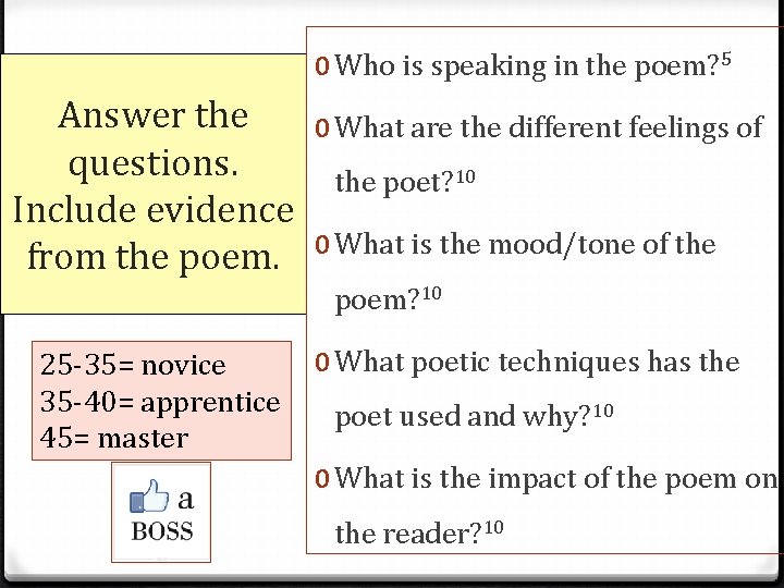 0 Who is speaking in the poem? 5 Answer the questions. Include evidence from 0 Who is speaking in the poem? 5 Answer the questions. Include evidence from