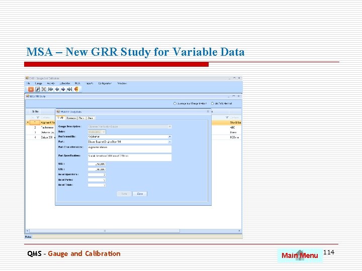MSA – New GRR Study for Variable Data QMS – Gauge and Calibration Main