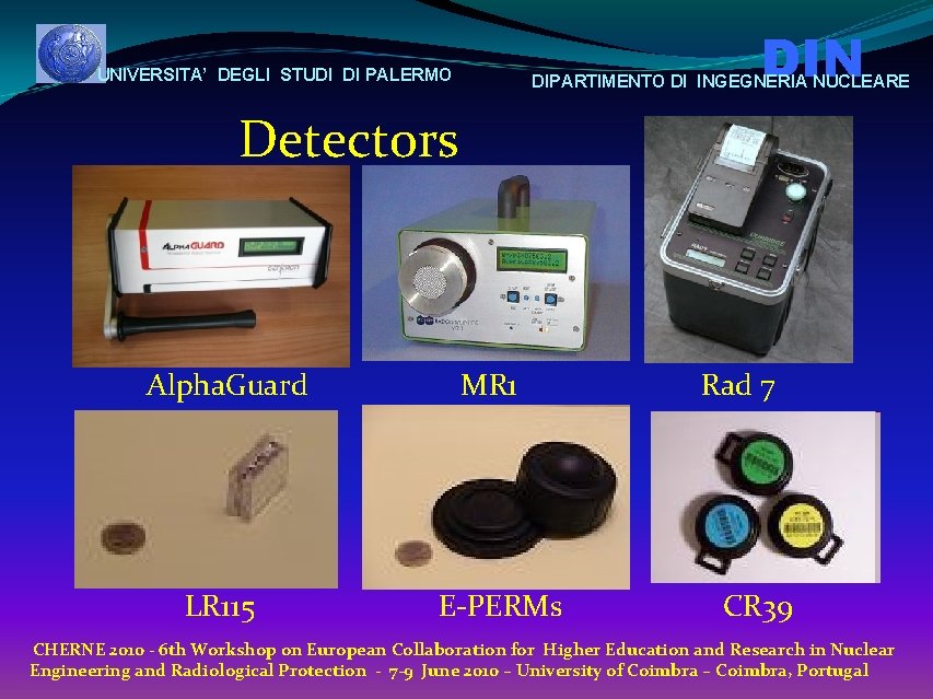 DIN UNIVERSITA’ DEGLI STUDI DI PALERMO DIPARTIMENTO DI INGEGNERIA NUCLEARE Detectors Alpha. Guard LR