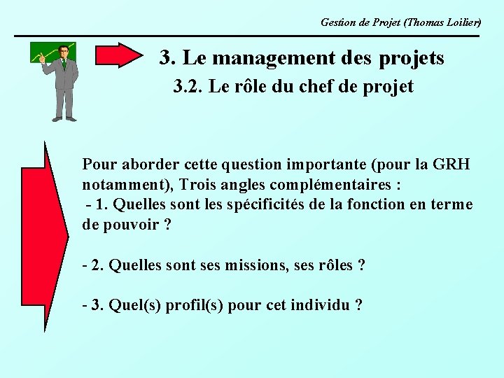 Gestion de Projet (Thomas Loilier) 3. Le management des projets 3. 2. Le rôle