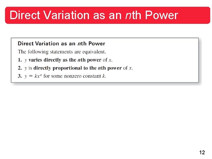 Direct Variation as an nth Power 12 