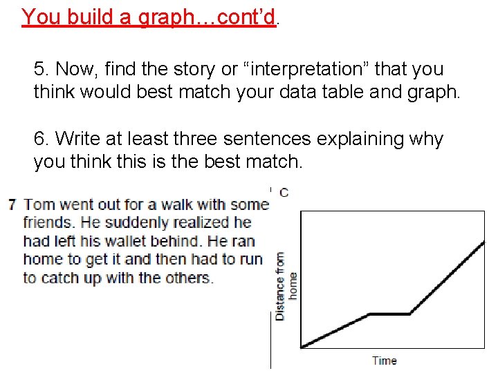 You build a graph…cont’d. 5. Now, find the story or “interpretation” that you think