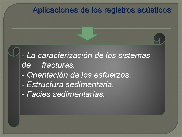 Aplicaciones de los registros acústicos - La caracterización de los sistemas de fracturas. -