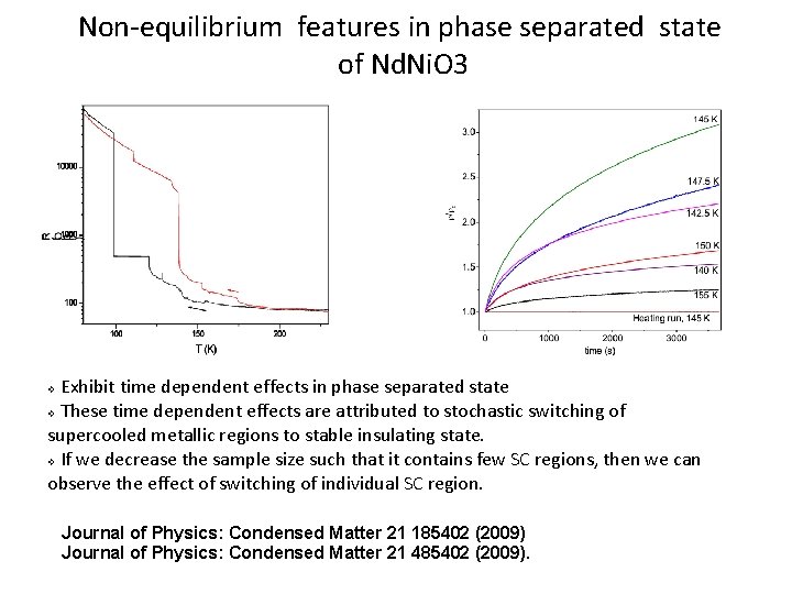 Non-equilibrium features in phase separated state of Nd. Ni. O 3 Exhibit time dependent