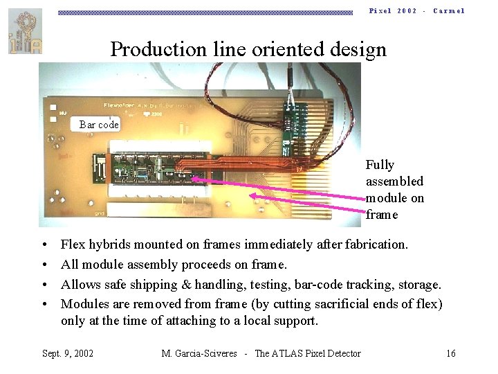 Pixel 2002 - Carmel Production line oriented design Bar code Fully assembled module on
