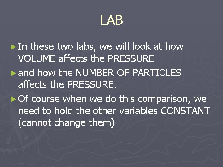 LAB ► In these two labs, we will look at how VOLUME affects the