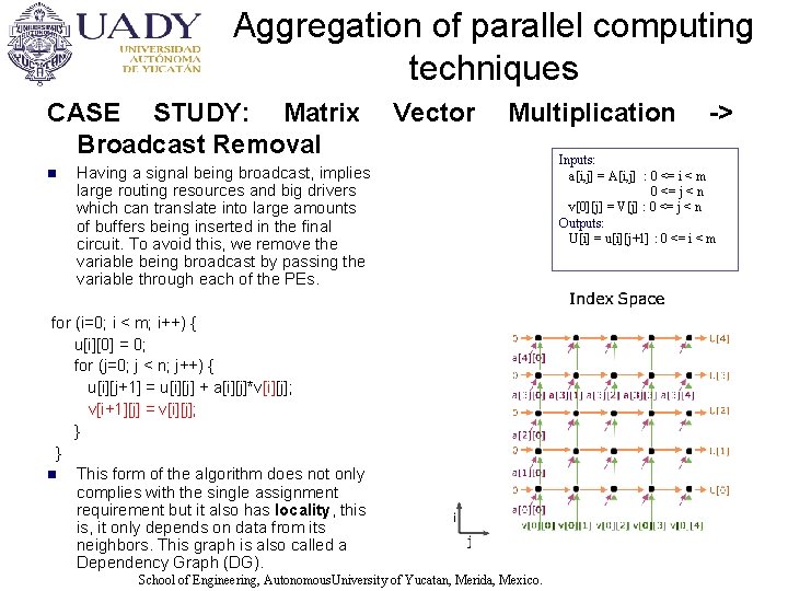 Aggregation of parallel computing techniques CASE STUDY: Matrix Broadcast Removal n Vector Multiplication Having