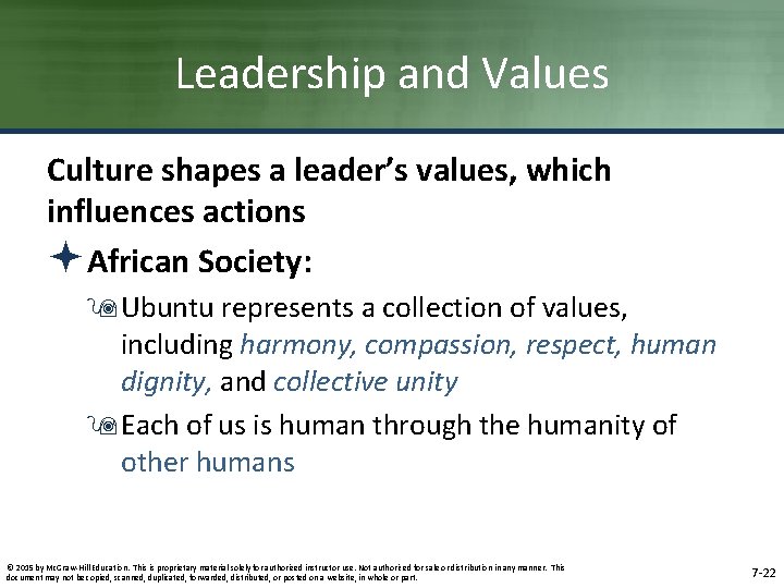 Leadership and Values Culture shapes a leader’s values, which influences actions ªAfrican Society: 9 Leadership and Values Culture shapes a leader’s values, which influences actions ªAfrican Society: 9